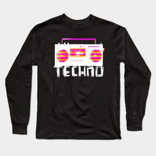 Music Vintage Techno Radio for Techno DJ Long Sleeve T-Shirt